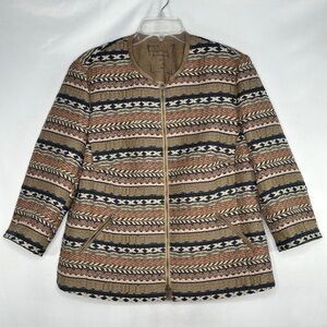 Bianca Ever & Ever Blazer Jacket Collarless Front Zip Southwestern Sz 14‎